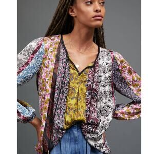 New Anthropologie x Daniel Rainn Corinne Peasant Blouse $158 PETITE SMALL Floral